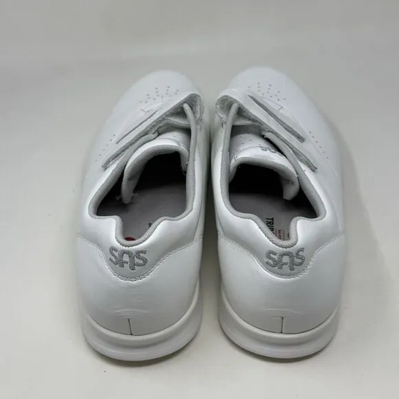 SAS Me Too Shoes Womens 10 W Wide White Leather Hook Loop Straps Comfort Casual