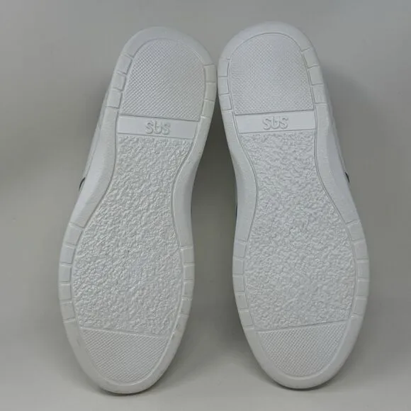 SAS Me Too Shoes Womens 10 W Wide White Leather Hook Loop Straps Comfort Casual