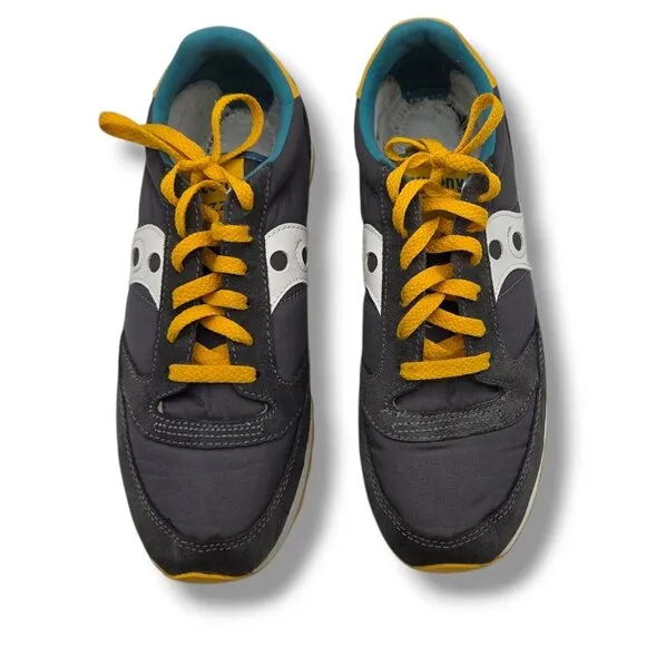 Saucony Jazz Original Sneakers Mens 9.5 Charcoal Gold Suede Running