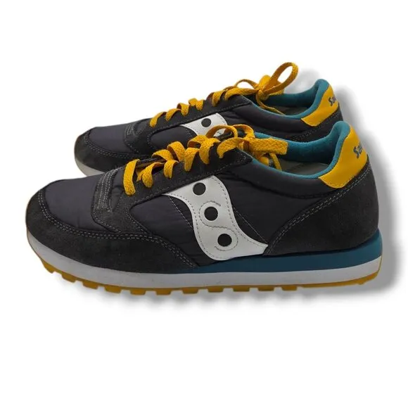 Saucony Jazz Original Sneakers Mens 9.5 Charcoal Gold Suede Running