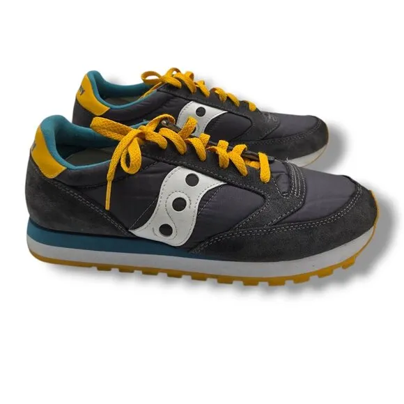 Saucony Jazz Original Sneakers Mens 9.5 Charcoal Gold Suede Running