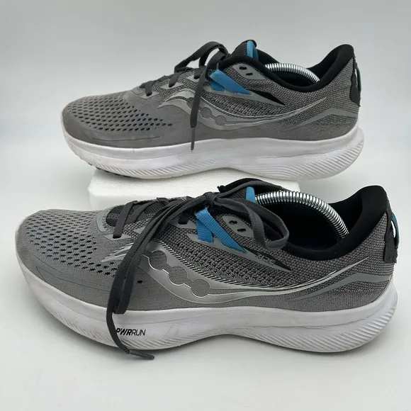 Saucony Ride 15 Mens Size 11 Gray White Blue Athletic Running Shoes Sneakers