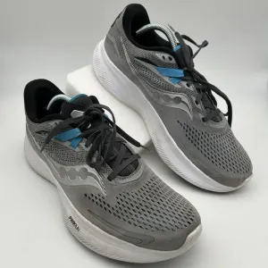 Saucony Ride 15 Mens Size 11 Gray White Blue Athletic Running Shoes Sneakers