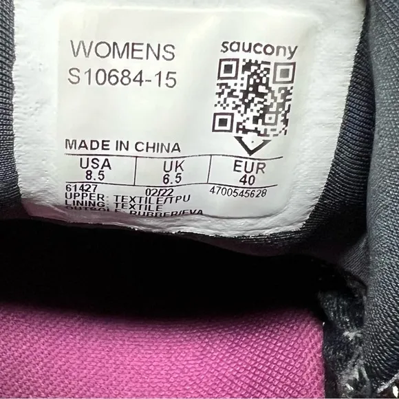 Saucony Sneakers Womens 8.5 Guide 15 Running Shoe Gray Purple Lightweight