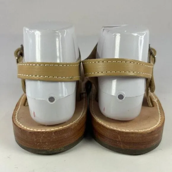 Scholl Gladiator Sandals US 9 M Tan Beige Leather Buckle Slingback Flat Shoes
