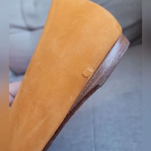 SCHUTZ Sofie Silver Cap Toe Suede Ballet Flats Shoes Copper Orange Office Size 9