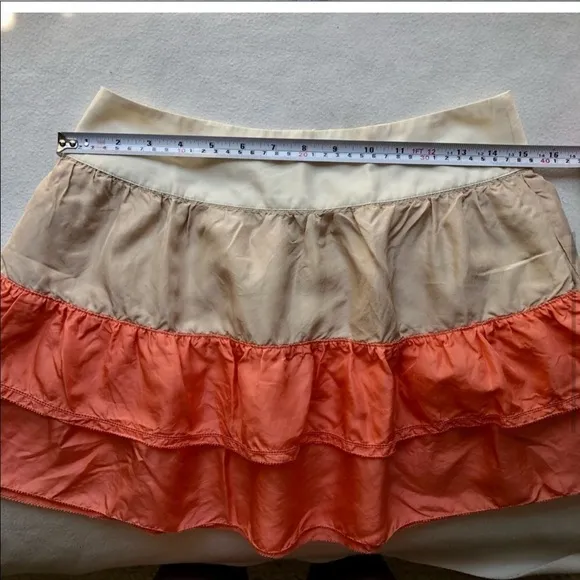 See By Chloe 100% Silk Ruffled mini Skirt orange beige cream