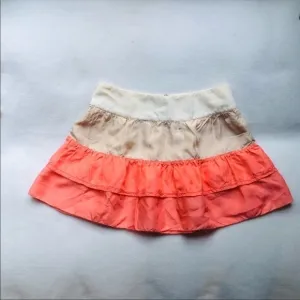 See By Chloe 100% Silk Ruffled mini Skirt orange beige cream