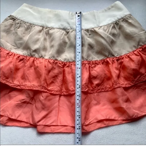 See By Chloe 100% Silk Ruffled mini Skirt orange beige cream