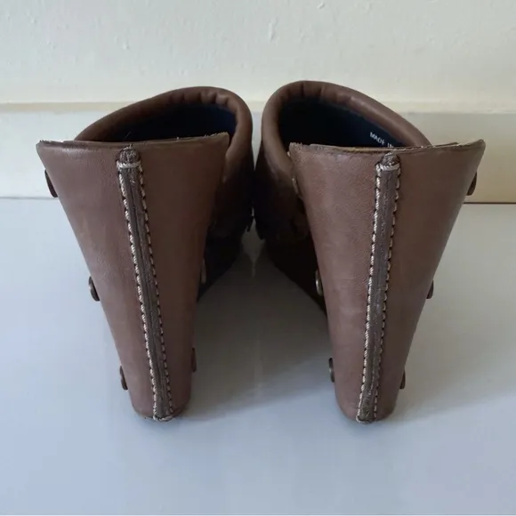 See by Chloe Wood Heel Wedge Leather Brown Shoes EU 39