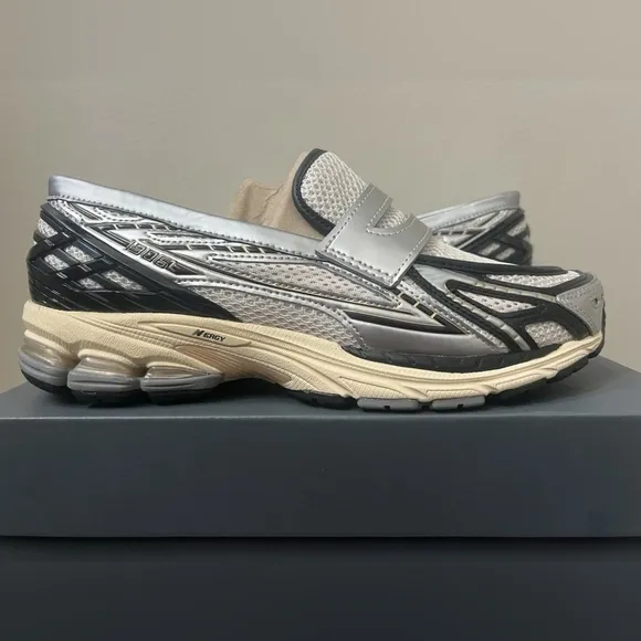 Silver and Black Athletic Shoes