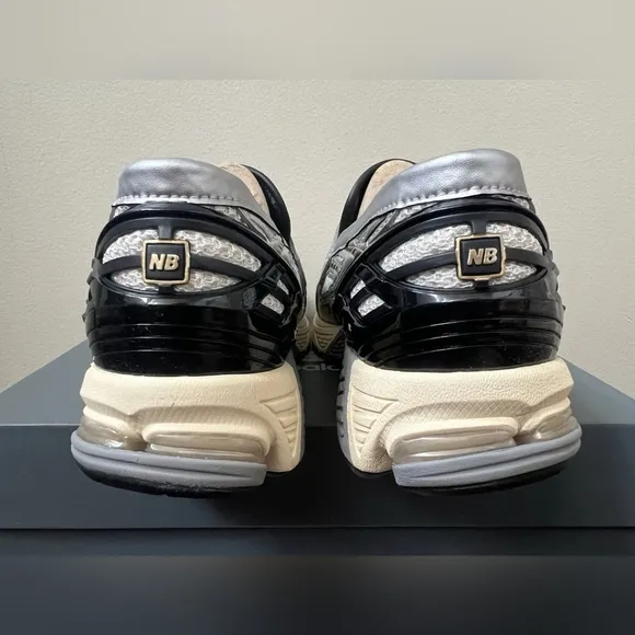 Silver and Black Athletic Shoes