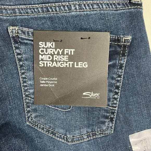 Silver | NWT Suki Curvy Fit Mid Rise Straight Leg Jeans