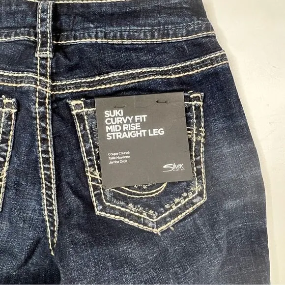 Silver | NWT Suki Curvy Fit Mid Rise Straight Leg Jeans