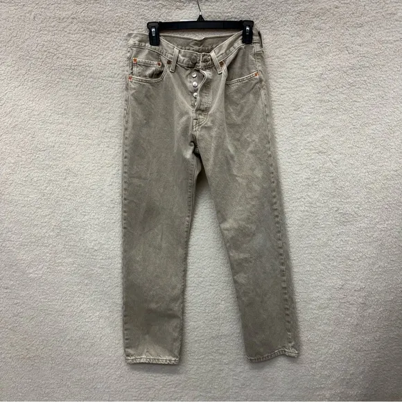 Size 2 - LEVI'S - 501 Jeans Cream Straight Leg Rent the Runway RTR $108 msrp