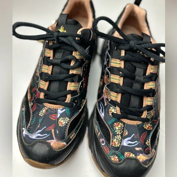 Skechers Black Jungle D-Lites 1.0 Cheetah Gold Chain Sneakers NWOT 10 *Sample*