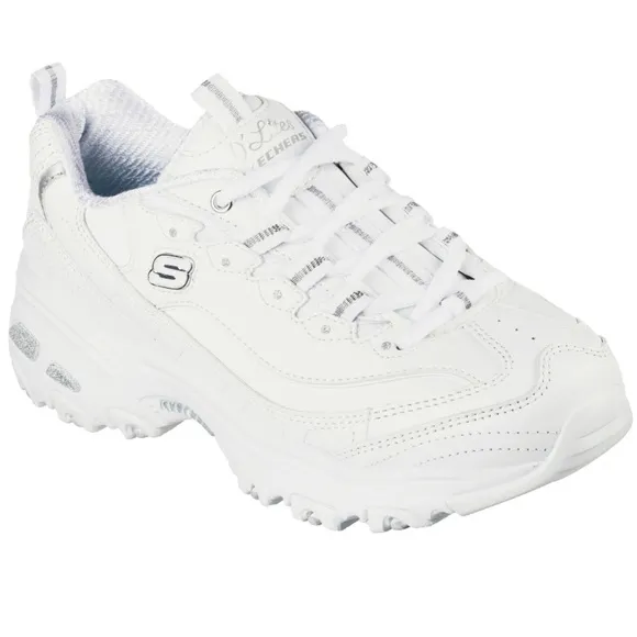 Skechers D’Lites Fresh Start Sneakers White / Silver Sport Shoes Women's Size 9