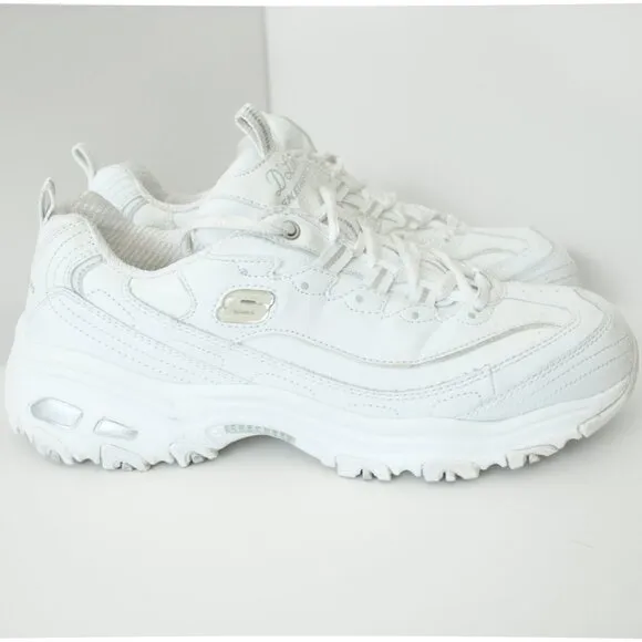 Skechers D’Lites Fresh Start Sneakers White / Silver Sport Shoes Women's Size 9