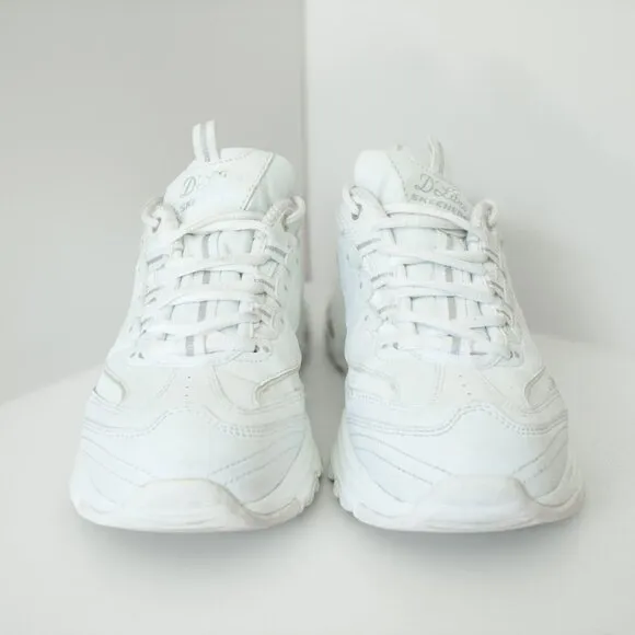 Skechers D’Lites Fresh Start Sneakers White / Silver Sport Shoes Women's Size 9
