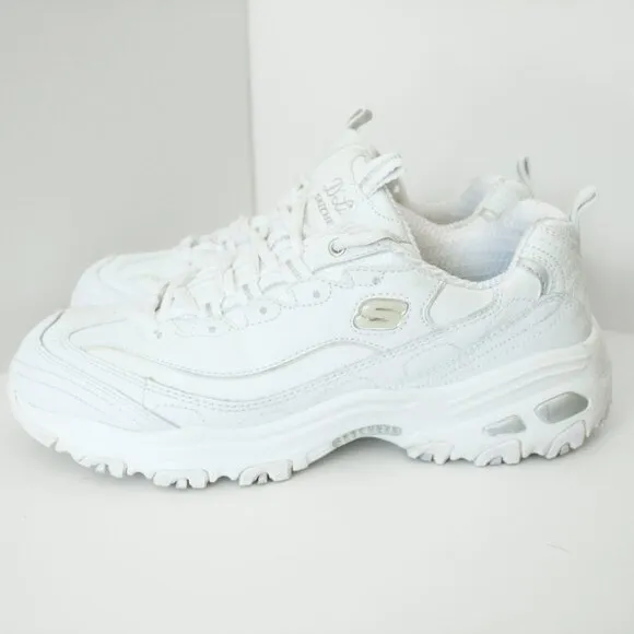 Skechers D’Lites Fresh Start Sneakers White / Silver Sport Shoes Women's Size 9