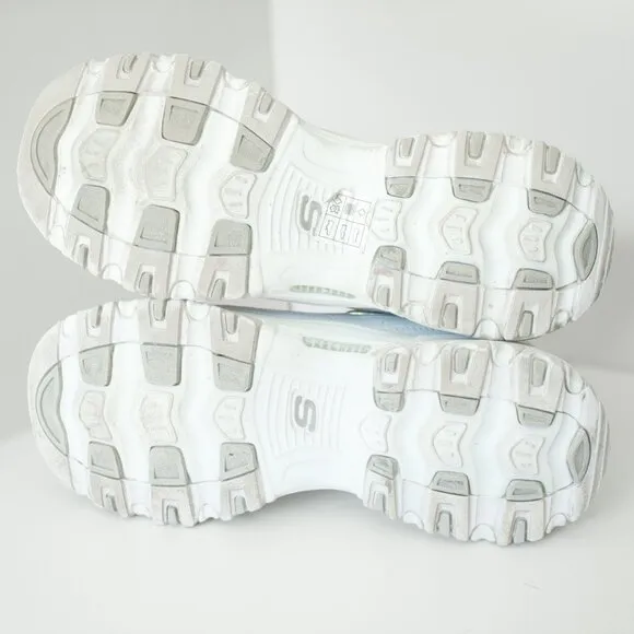 Skechers D’Lites Fresh Start Sneakers White / Silver Sport Shoes Women's Size 9