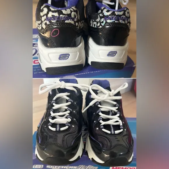 SKECHERS D'Lites Iridescent Glitter Memory foam Sneakers SIZE 6