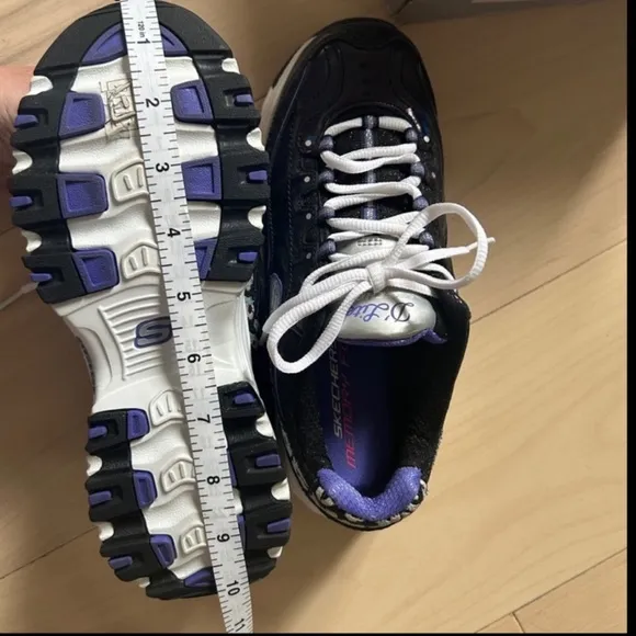 SKECHERS D'Lites Iridescent Glitter Memory foam Sneakers SIZE 6