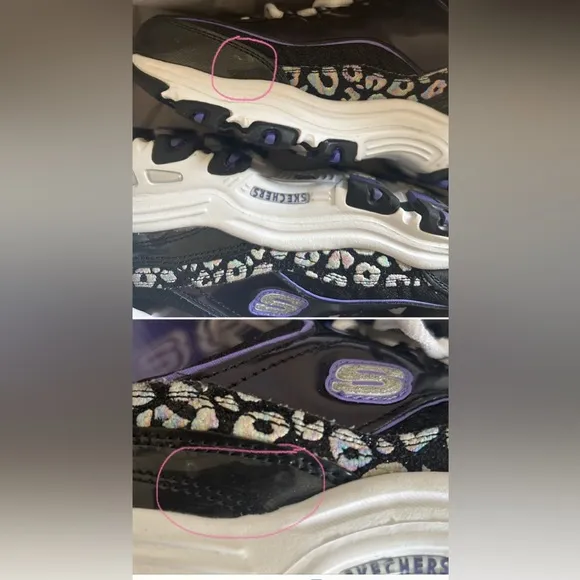 SKECHERS D'Lites Iridescent Glitter Memory foam Sneakers SIZE 6