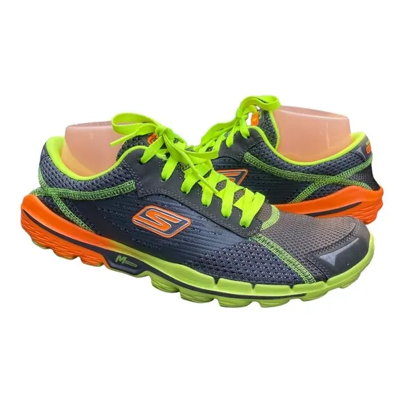 Skechers GOrun 2  Men's US10 Grey neon green orange running minimalist shoes