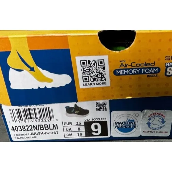 Skechers Kids Slip-Ins Hands-Free Sneakers Black/Blue Size 9 Comfortable