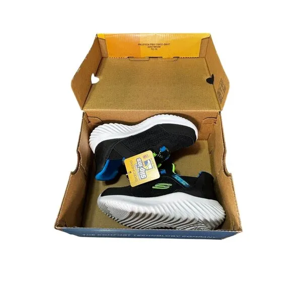 Skechers Kids Slip-Ins Hands-Free Sneakers Black/Blue Size 9 Comfortable