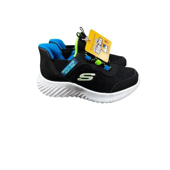 Skechers Kids Slip-Ins Hands-Free Sneakers Black/Blue Size 9 Comfortable