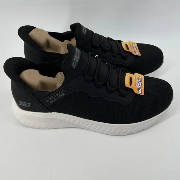 Skechers Men 8.5 WIDE Hands Free Slip-ins BOBS Sport Squad Chaos Sneakers Black