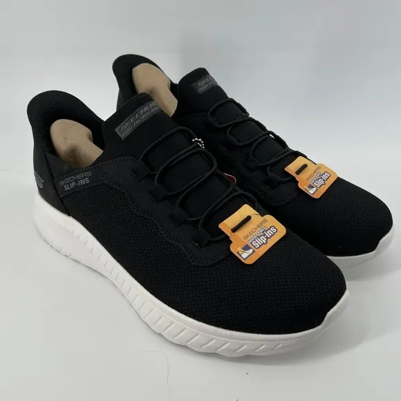 Skechers Men 8.5 WIDE Hands Free Slip-ins BOBS Sport Squad Chaos Sneakers Black