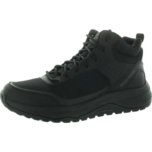 Skechers Mens Black Slip Resistant Leather Work &amp; Safety Boots New
