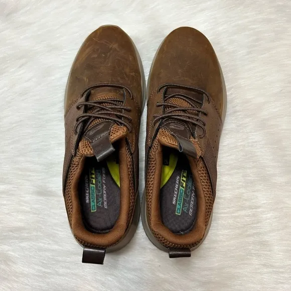 Skechers Mens Dark Brown Air Cooled Memory Foam Classic Fit Casual Shoes 8
