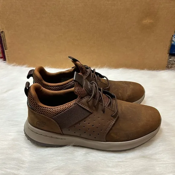 Skechers Mens Dark Brown Air Cooled Memory Foam Classic Fit Casual Shoes 8