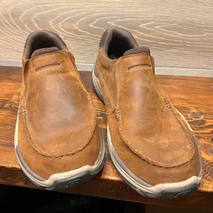 SKECHERS Men's Size 12 Respect Catel‎ Goodyear Sole Memory Foam Shoes Brown