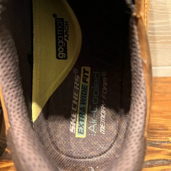 SKECHERS Men's Size 12 Respect Catel‎ Goodyear Sole Memory Foam Shoes Brown