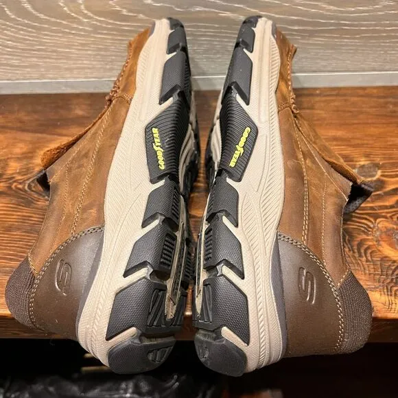 SKECHERS Men's Size 12 Respect Catel‎ Goodyear Sole Memory Foam Shoes Brown