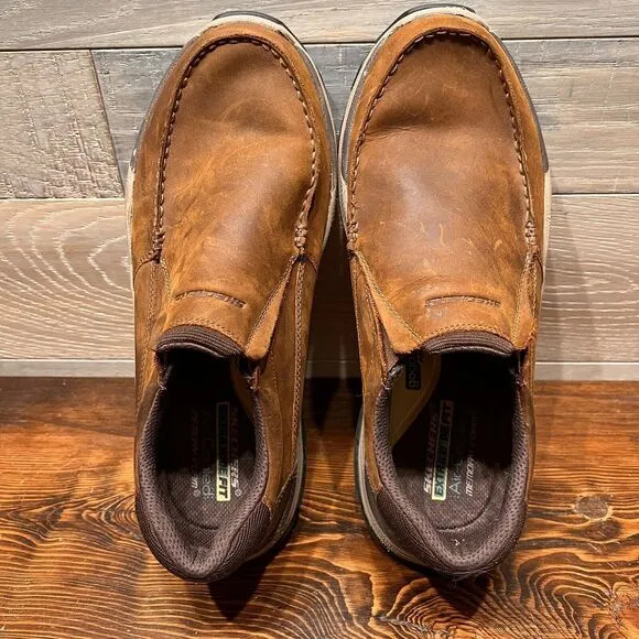 SKECHERS Men's Size 12 Respect Catel‎ Goodyear Sole Memory Foam Shoes Brown