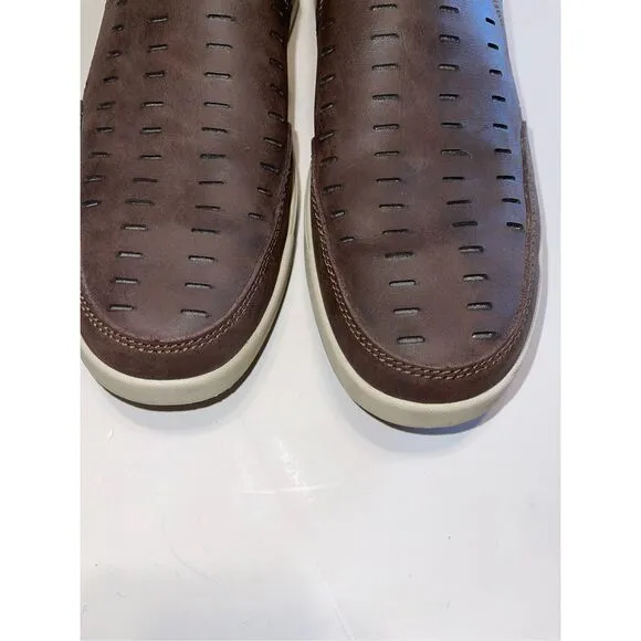 Skechers RelaxedFit Memory Foam SlipOn Boat Shoes Brown Leather - Mens Size 10.5