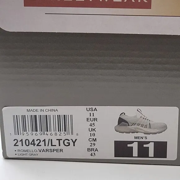 Skechers Romello Varsper Mens 11 Shoes Light Gray Casual Slip On Sneakers