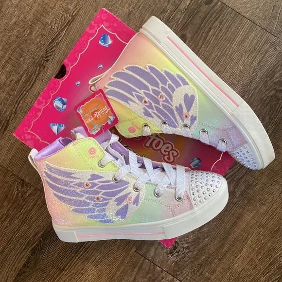 Skechers Shoes Girls Size 3 314785 SLIGHT TWINKLE SPARKS WING CHARM Iridescent