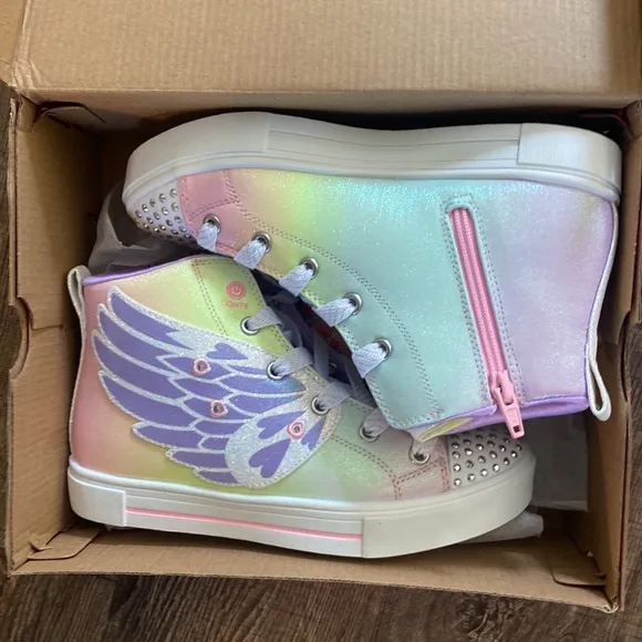 Skechers Shoes Girls Size 3 314785 SLIGHT TWINKLE SPARKS WING CHARM Iridescent