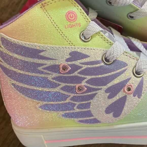 Skechers Shoes Girls Size 3 314785 SLIGHT TWINKLE SPARKS WING CHARM Iridescent