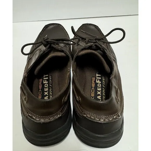 Skechers Shoes Mens 12 Brown Leather Relaxed Fit Memory Foam
