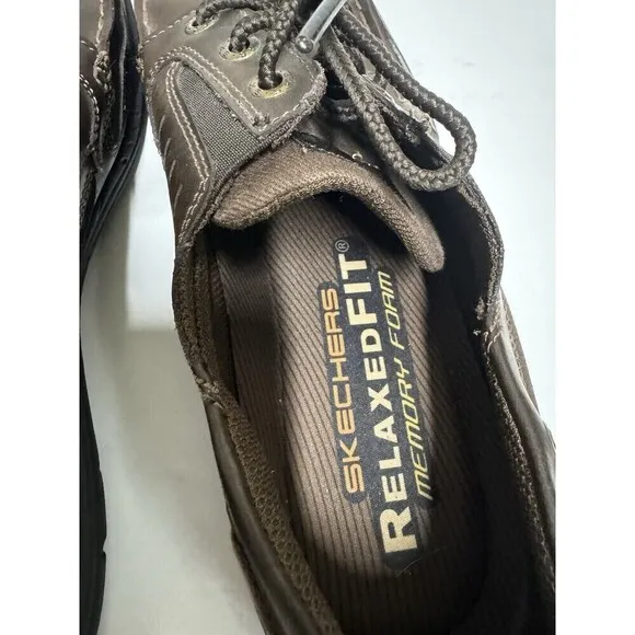 Skechers Shoes Mens 12 Brown Leather Relaxed Fit Memory Foam