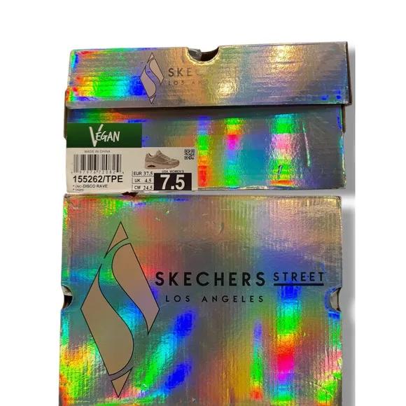 Skechers Street Uno Disco Rave sneaker Rhinestone Air Cooled Vegan Sz 7.5