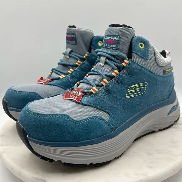 Skechers Unisex Work Boots Size 8.5 Blue Arch Fit Slip‎ Resistant